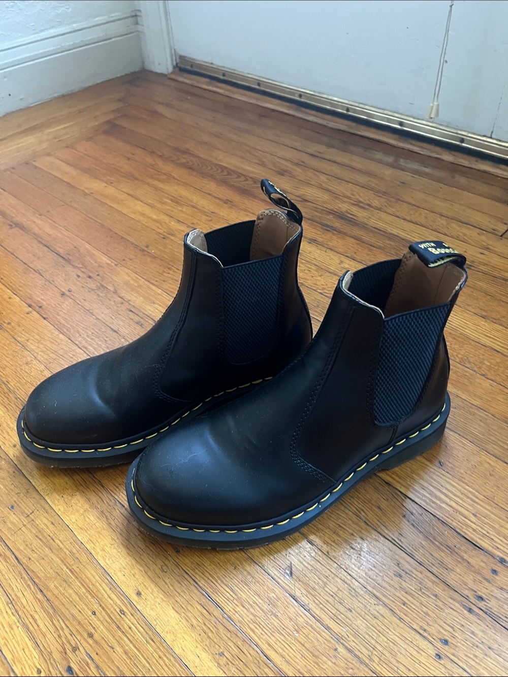Dr. Martens Black Chukka Boots with Yellow Stitching